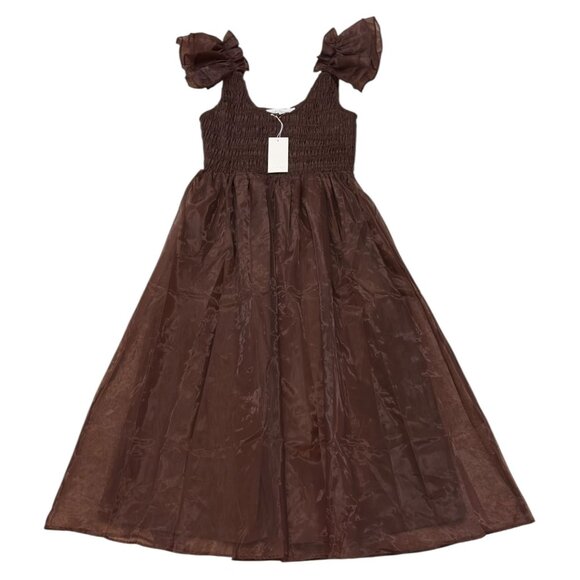 Sofie The Label Brown Taffeta Ruffle Midi Dress Size S Whimsigoth Fairycore - Picture 3 of 9